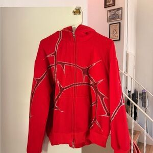 Named Collective Thorn Rhinestone Zip Hoodie Red – Rare – Excellent Condition